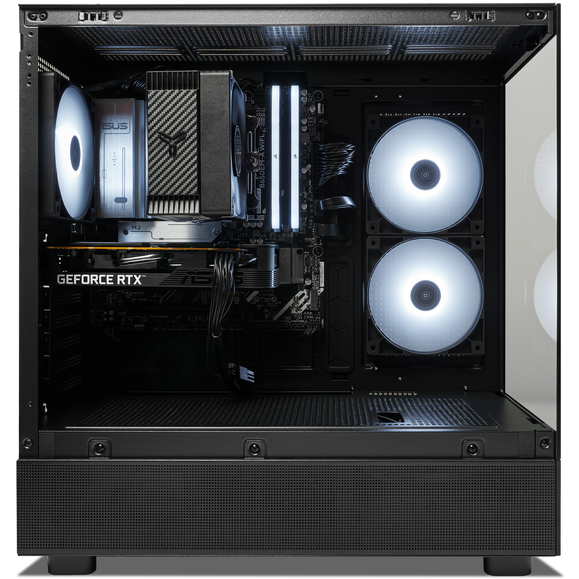 A large main feature product image of EX-DEMO PLE Stealth RTX 5050 Prebuilt Ready To Go Gaming PC