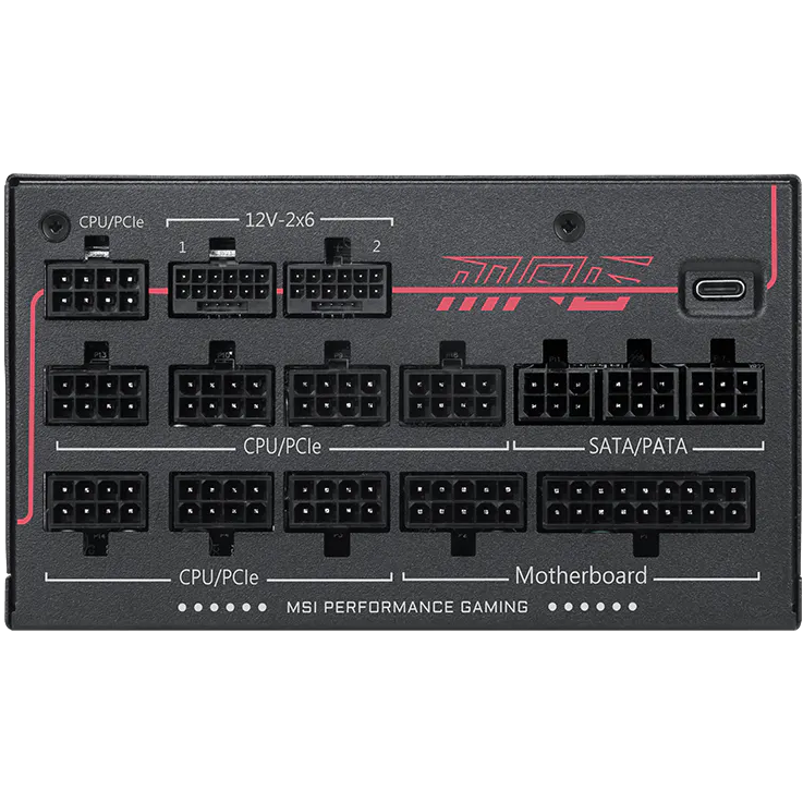A large main feature product image of MSI MPG Ai1300TS - 1300W Titanium PCIe 5.0 Modular PSU 