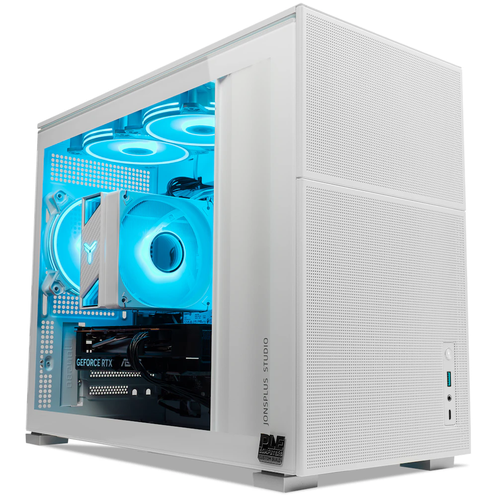 A large main feature product image of EX-DEMO PLE Lunar RTX 5060 Prebuilt Ready To Go Gaming PC