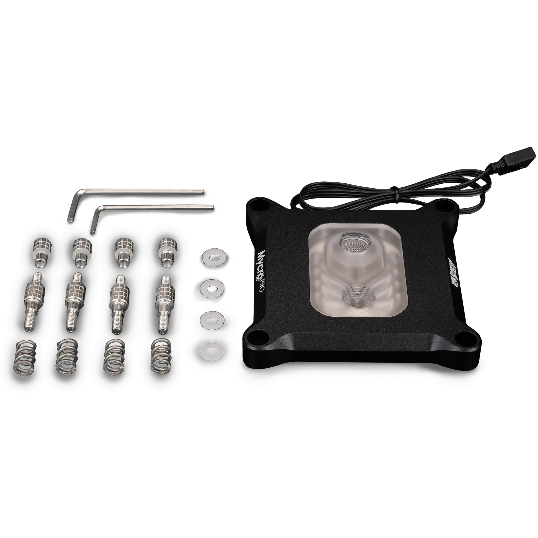 A large main feature product image of Thermal Grizzly Mycro Pro RGB CPU Water Block for Intel LGA1851