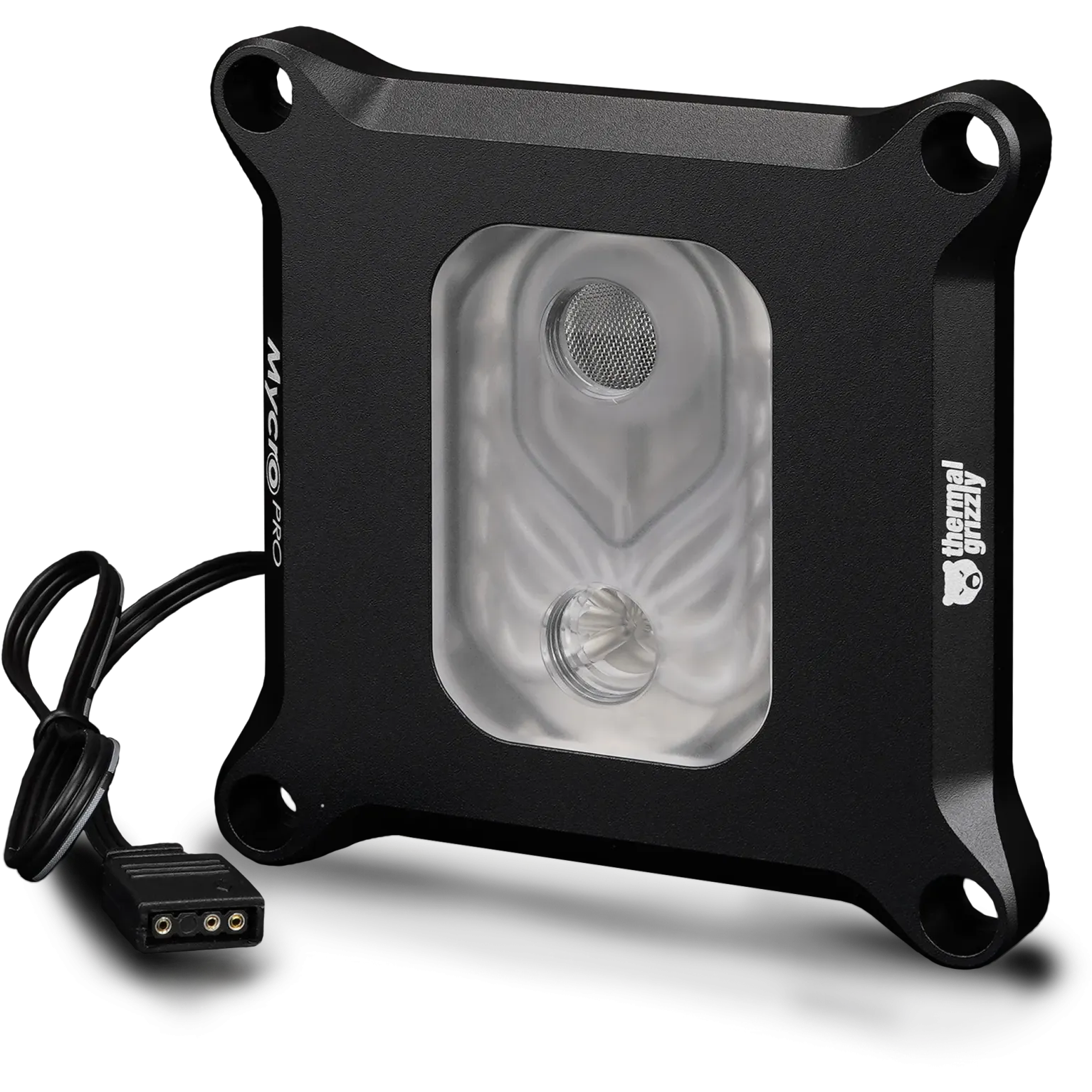 A large main feature product image of Thermal Grizzly Mycro Pro RGB CPU Water Block for Intel LGA1851