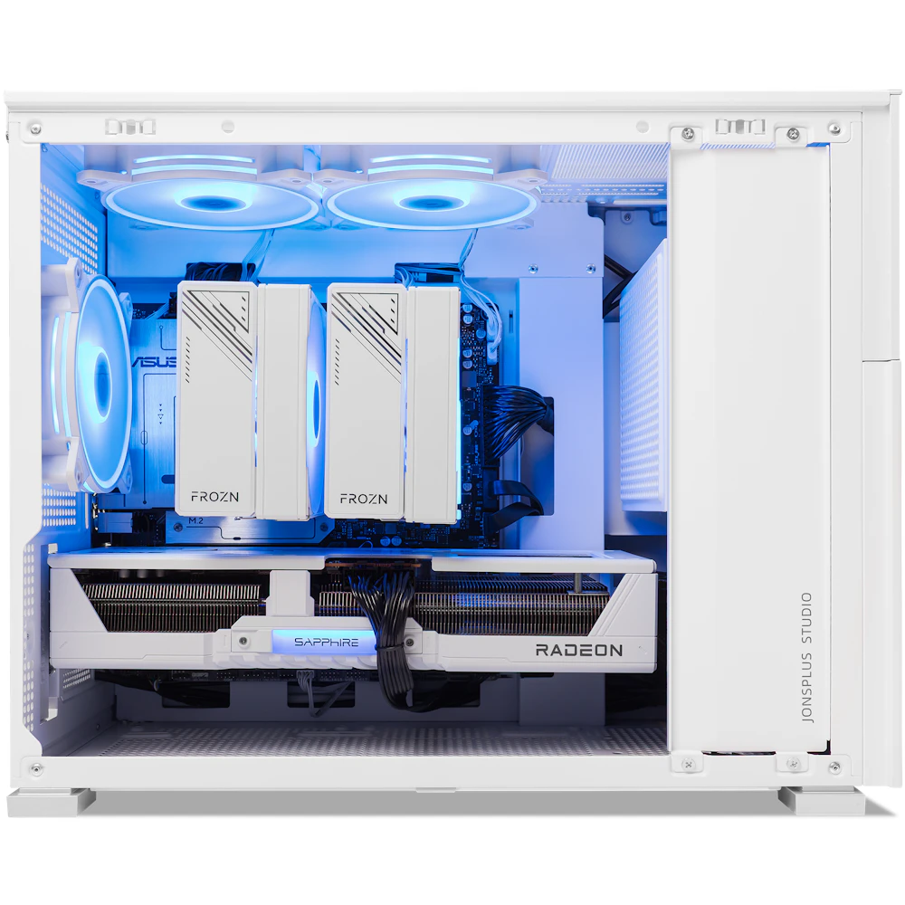 A large main feature product image of EX-DEMO PLE Polar RX 9070 XT Prebuilt Ready To Go Gaming PC