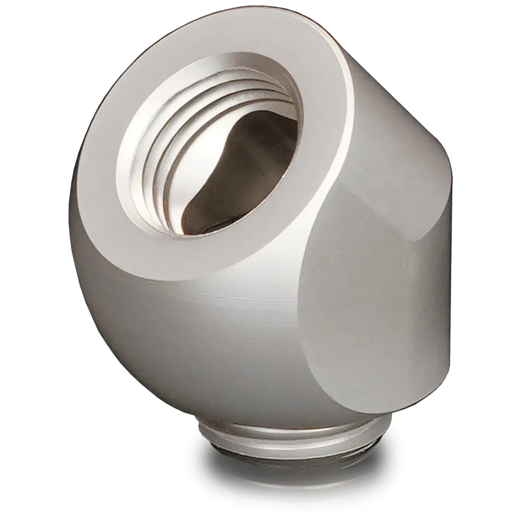 A large main feature product image of Thermal Grizzly DeltaMate Rotary - G1/4" 45 Degree Rotary Fitting (Nickel)