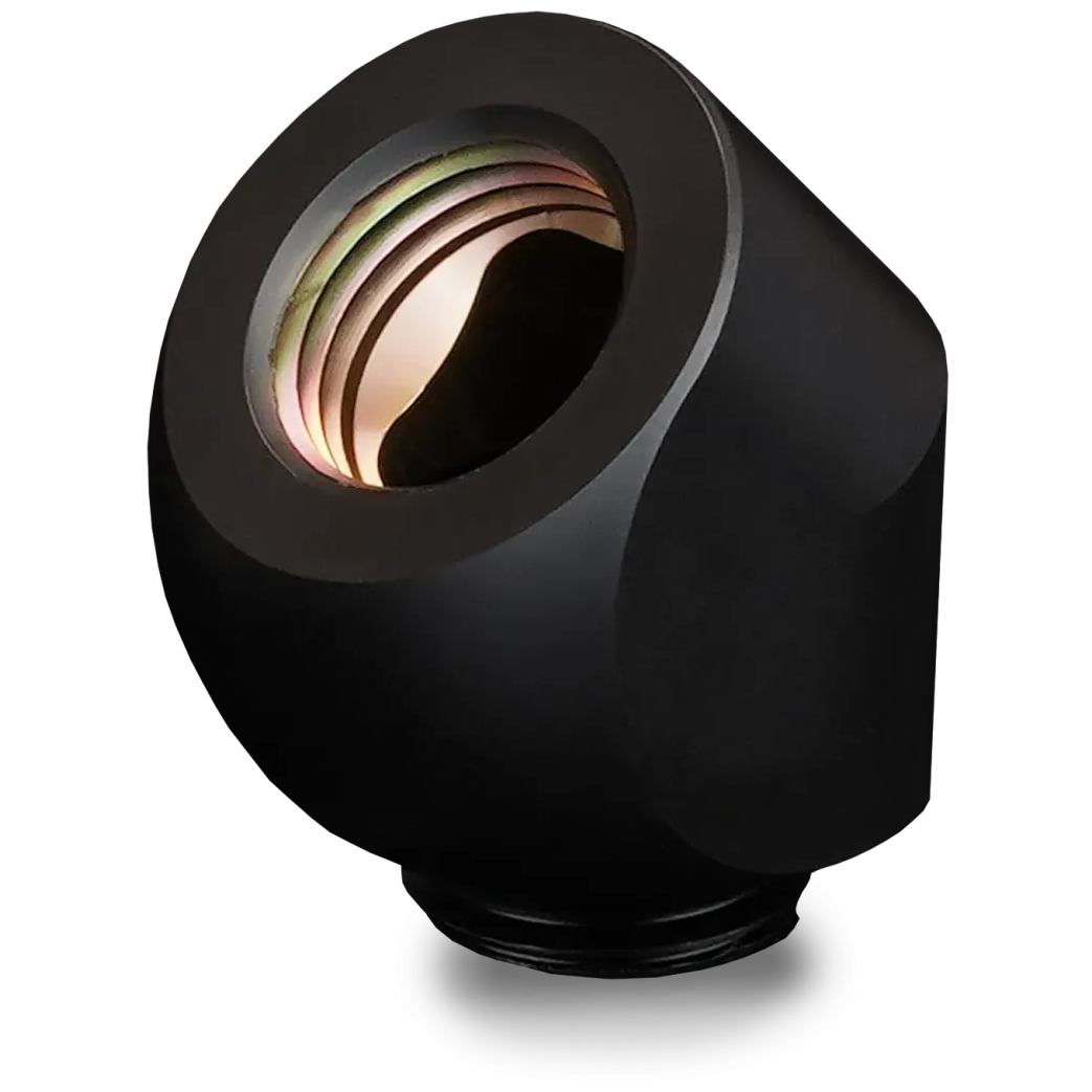 A large main feature product image of Thermal Grizzly DeltaMate Rotary - G1/4" 45 Degree Rotary Fitting (Black)