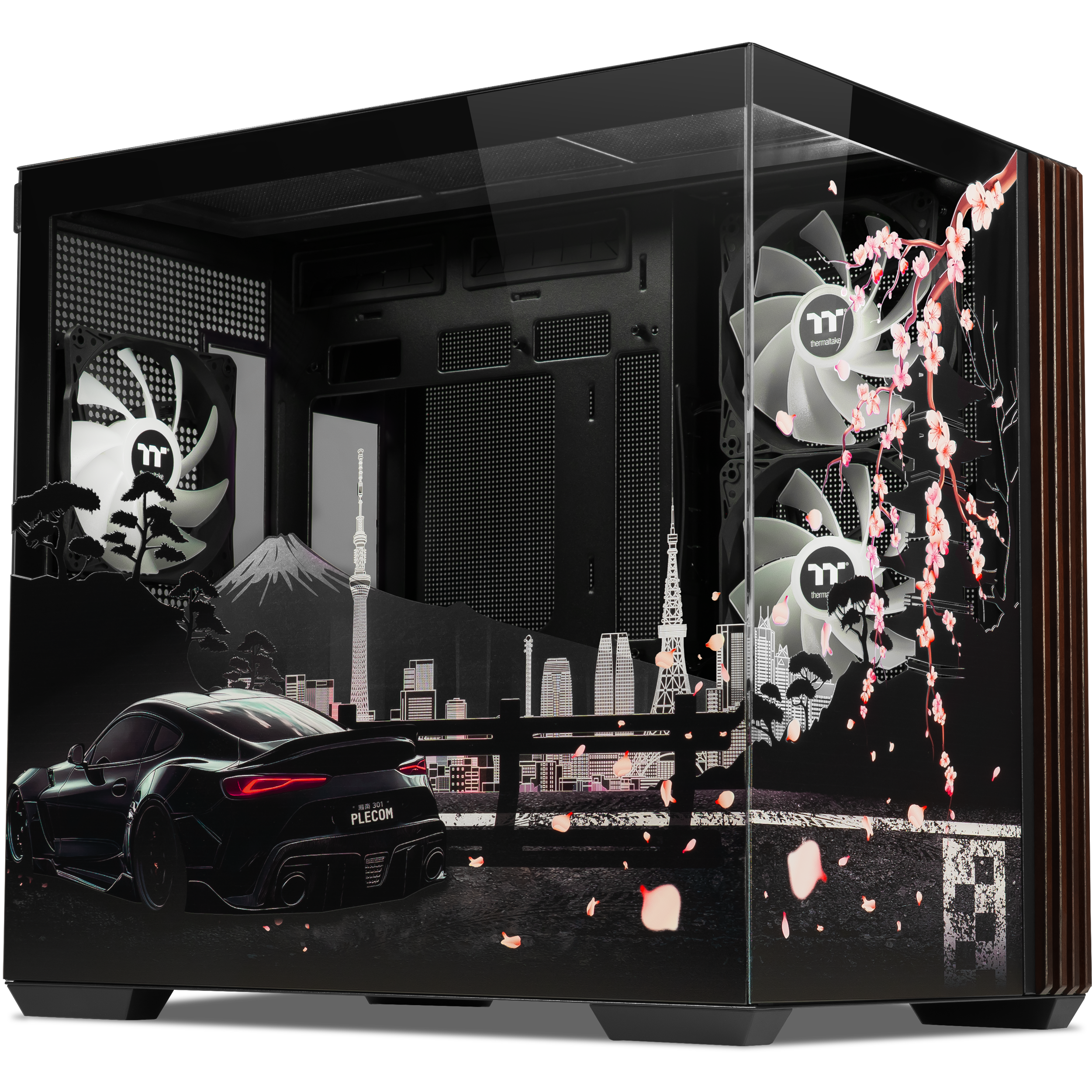 A large main feature product image of Thermaltake View 380 WS ARGB - Mid Tower Case Wood Edition (Black) (Racing Japan UV Print) 