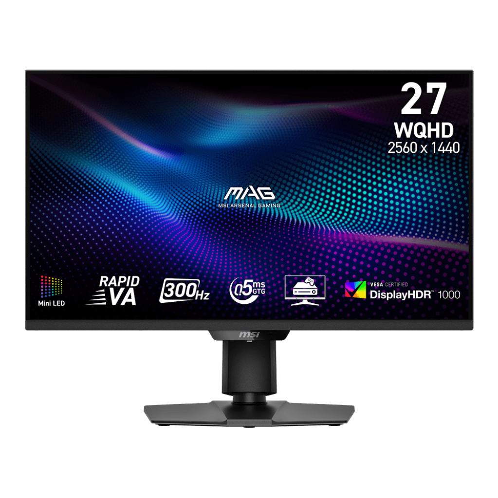 A large main feature product image of EX-DEMO MSI MAG 274QPF X30MV - 27" 1440p 300Hz 0.5ms Fast VA Monitor