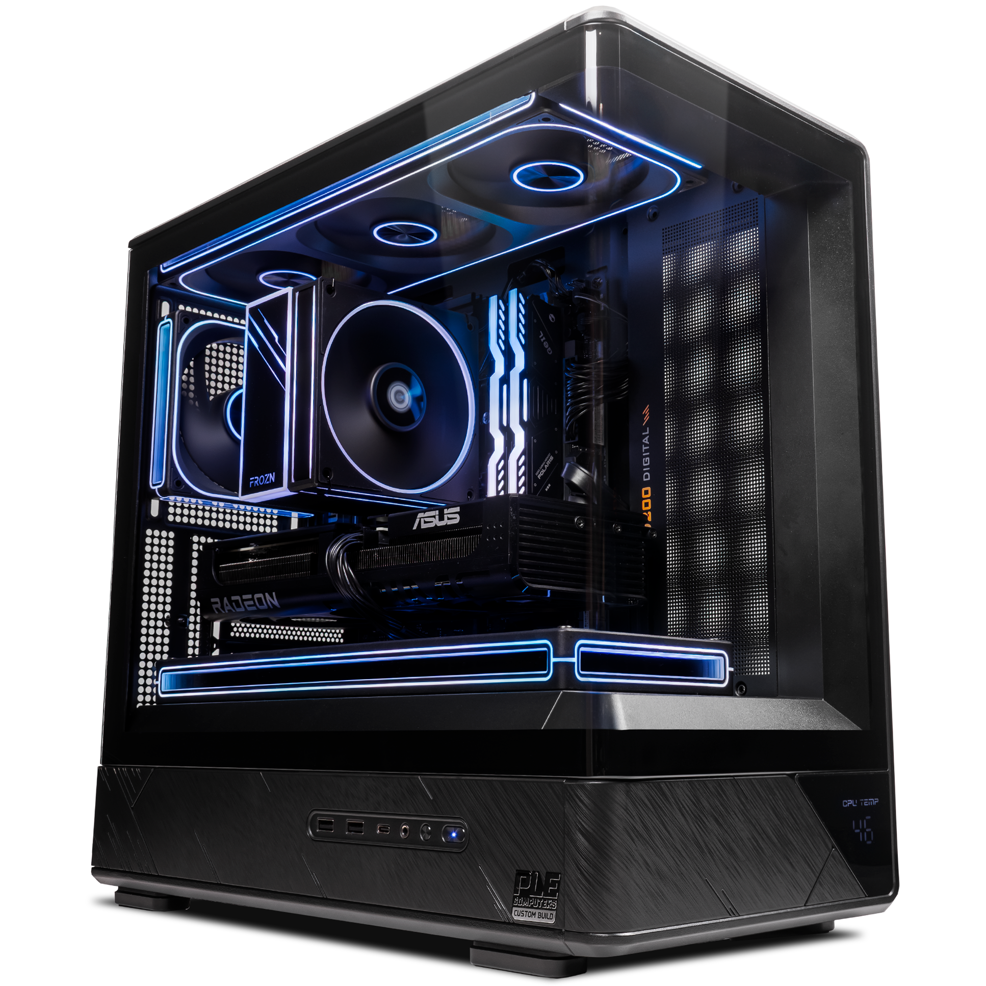 A large main feature product image of EX-DEMO PLE Carbon RX 9060 XT Prebuilt Ready To Go Gaming PC