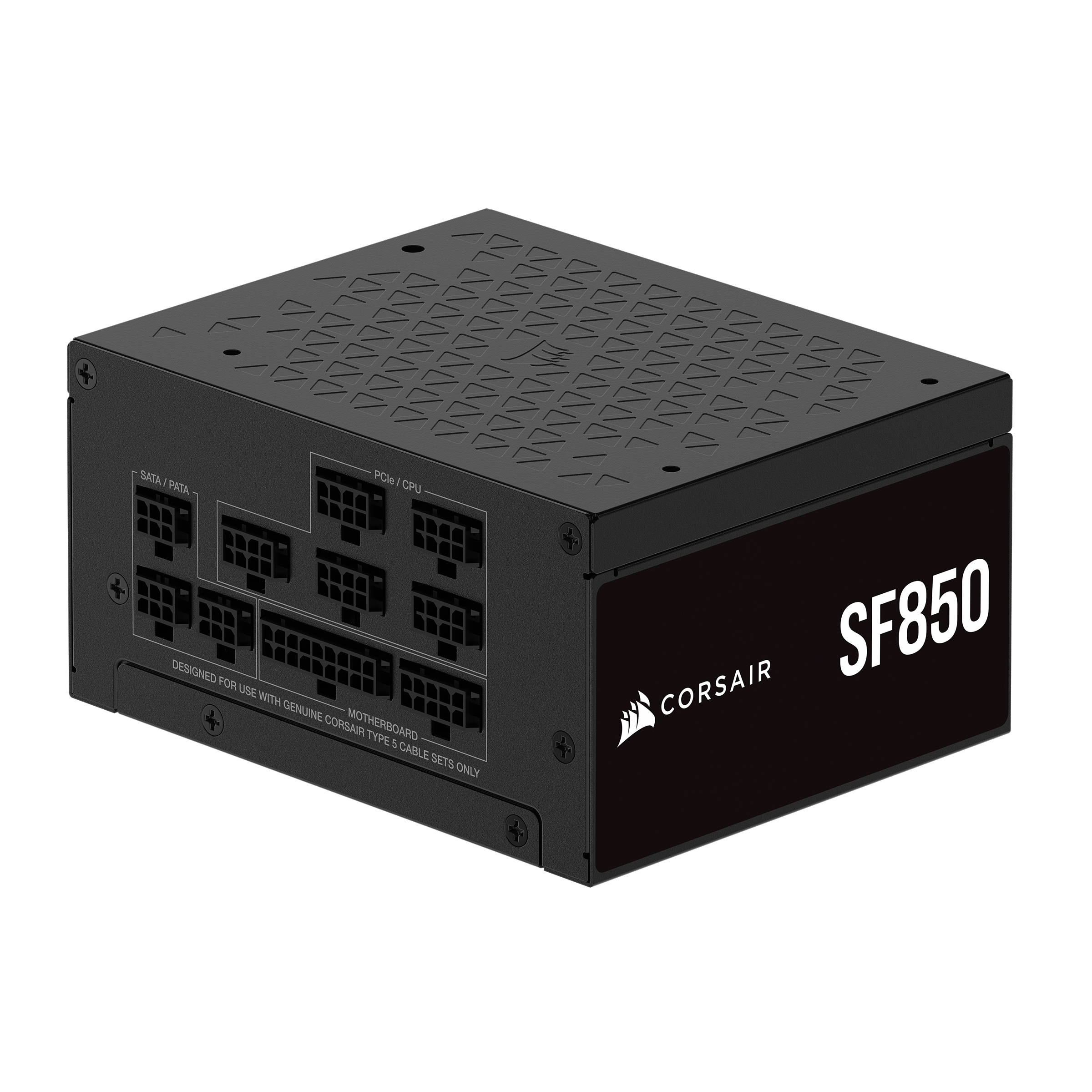 A large main feature product image of EX-DEMO Corsair SF850 - 850W Platinum SFX Modular PSU