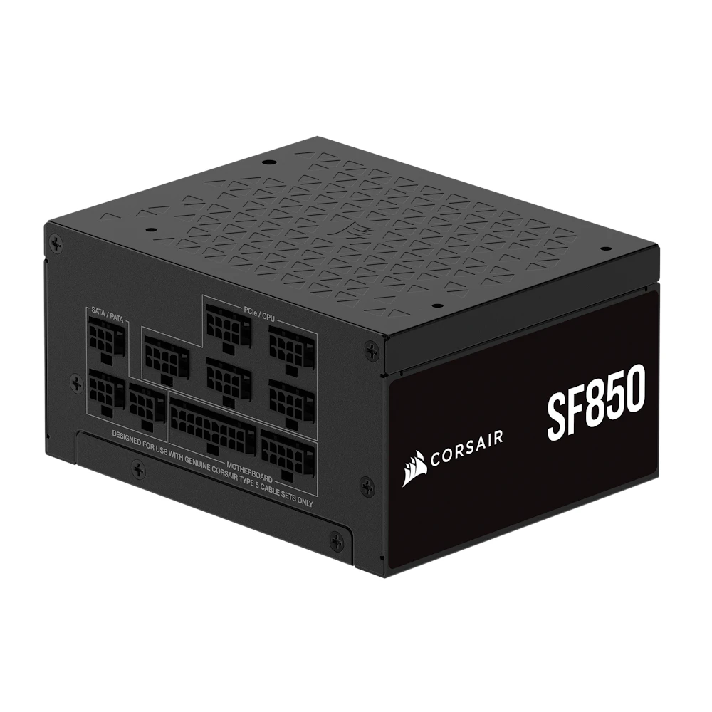 A large main feature product image of EX-DEMO Corsair SF850 - 850W Platinum SFX Modular PSU