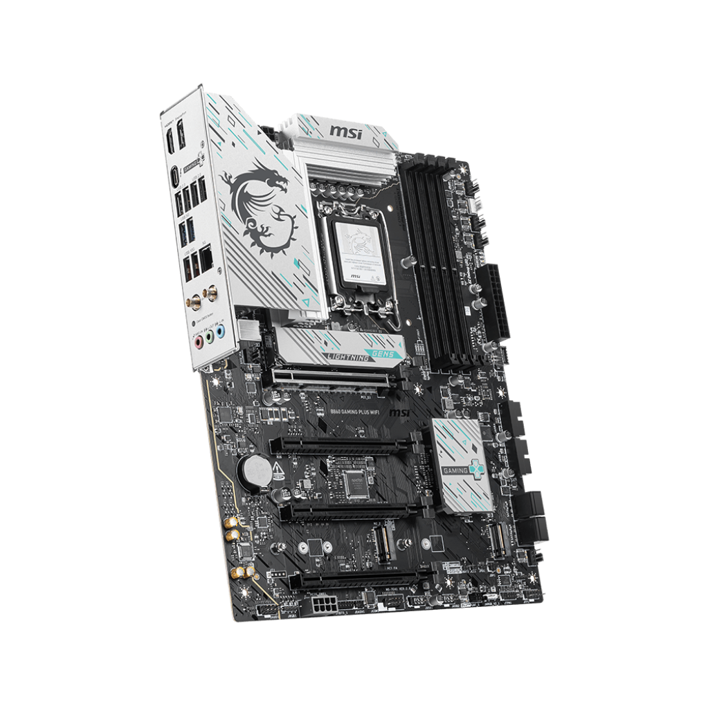 A large main feature product image of EX-DEMO MSI B860 Gaming Plus WiFi LGA1851 ATX Desktop Motherboard