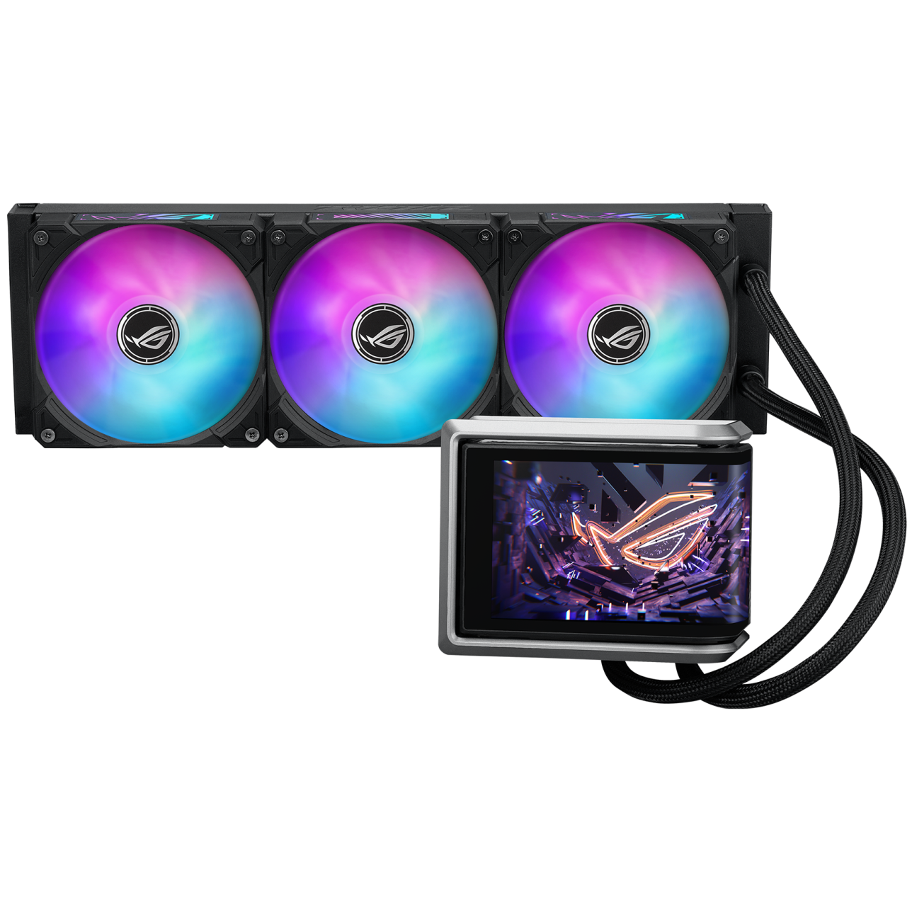 A large main feature product image of ASUS ROG Ryuo IV 360 ARGB 360mm AIO Liquid CPU Cooler (Black)