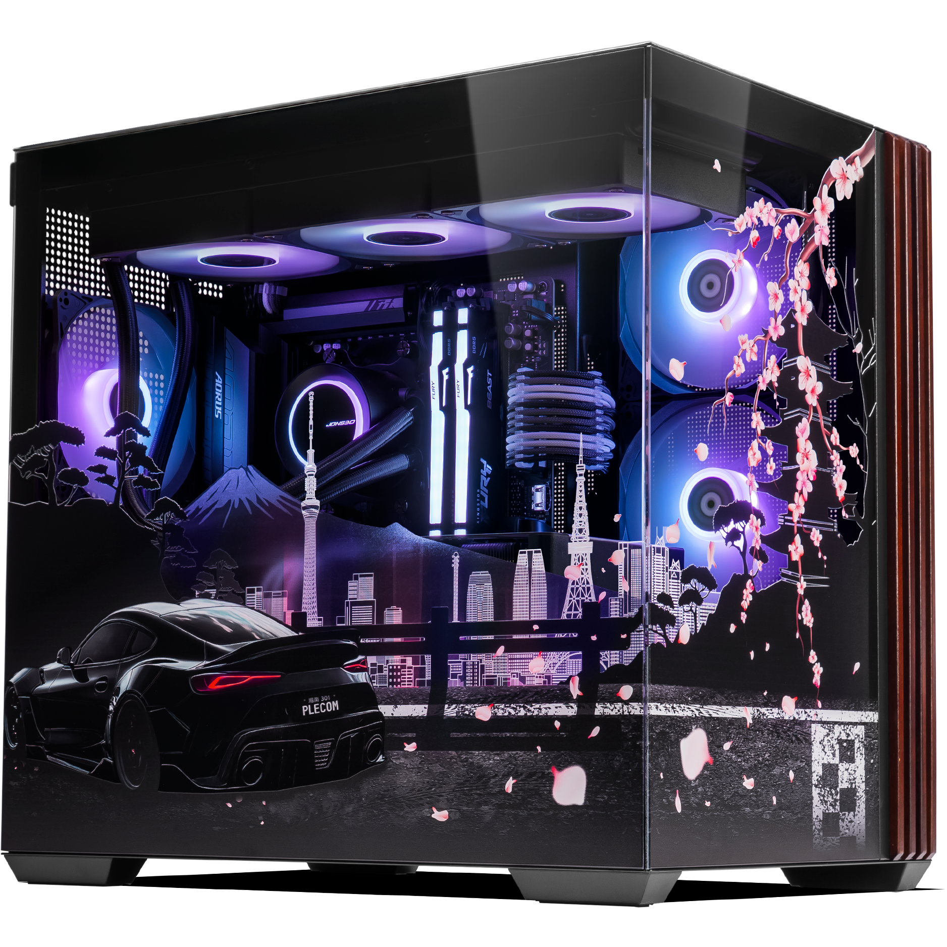 A large main feature product image of PLE Hakone RTX 5080 Prebuilt Ready To Go Gaming PC