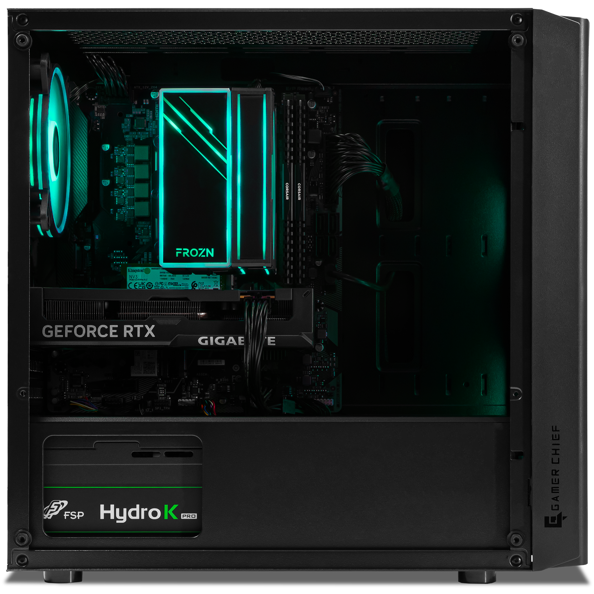 A large main feature product image of PLE Opal RTX 5050 Prebuilt Ready To Go Gaming PC