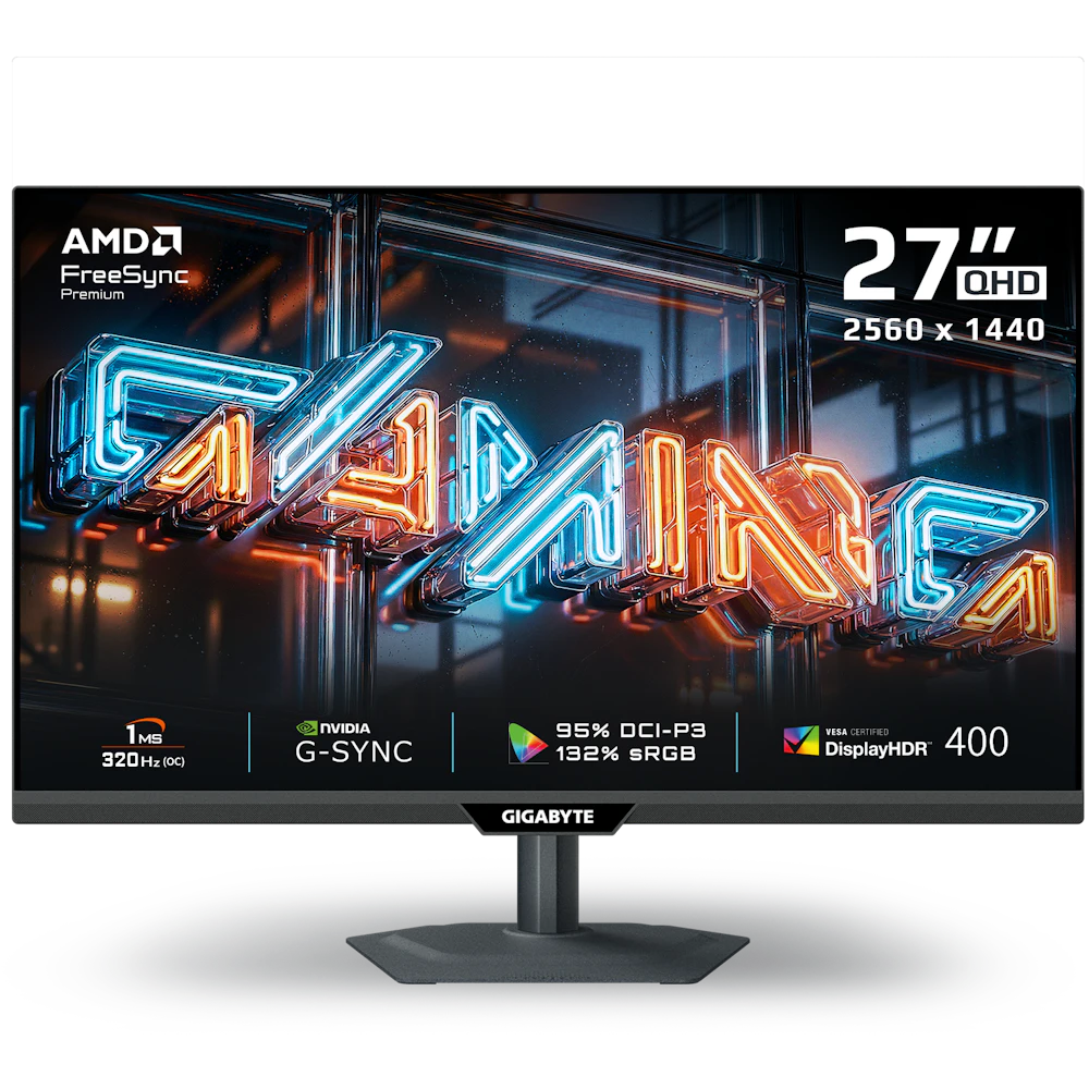 A large main feature product image of Gigabyte M27Q3 - 27" 1440p 320Hz SS IPS Gaming Monitor