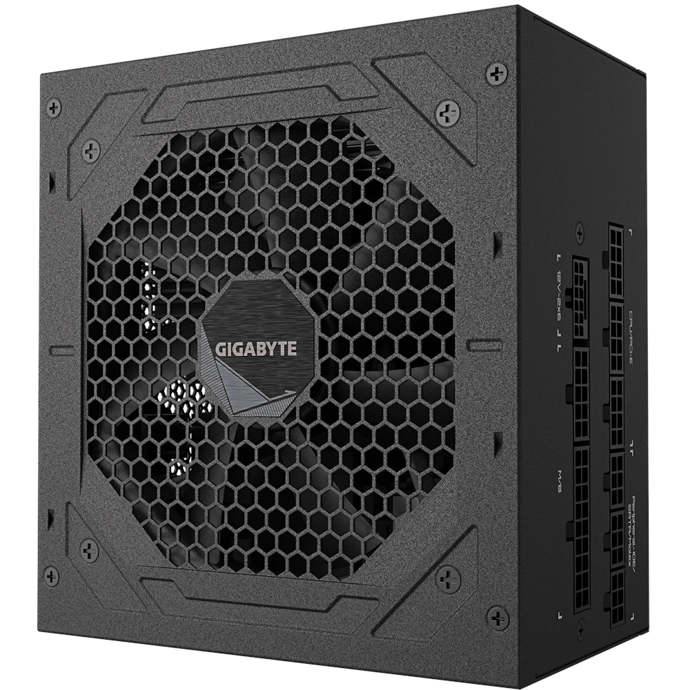 A large main feature product image of EX-DEMO Gigabyte UD1000GM PG5 V2 1000W Gold PCIe 5.1 ATX 3.1 Modular PSU - Black