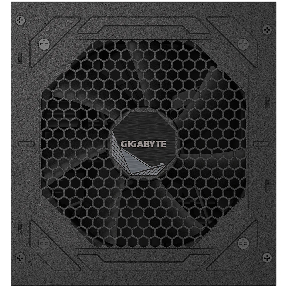 A large main feature product image of EX-DEMO Gigabyte UD1000GM PG5 V2 1000W Gold PCIe 5.1 ATX 3.1 Modular PSU - Black