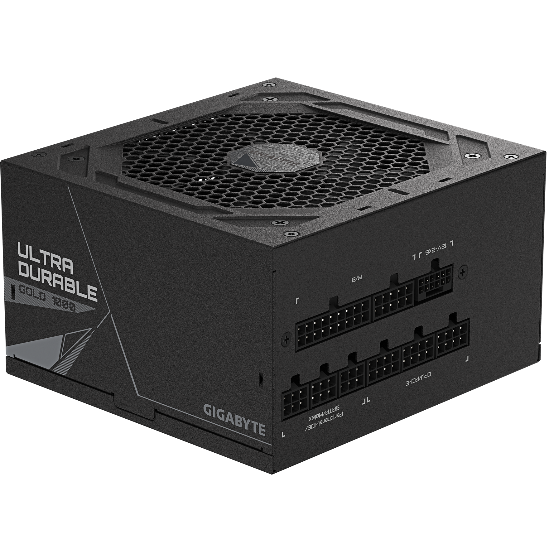 A large main feature product image of EX-DEMO Gigabyte UD1000GM PG5 V2 1000W Gold PCIe 5.1 ATX 3.1 Modular PSU - Black