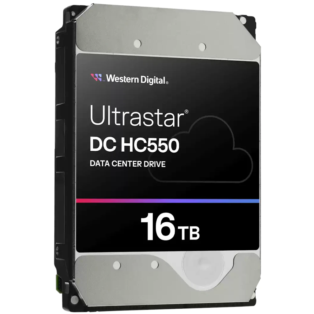 A large main feature product image of WD Ultrastar DC HC550 3.5" Enterprise HDD - 16TB 512MB