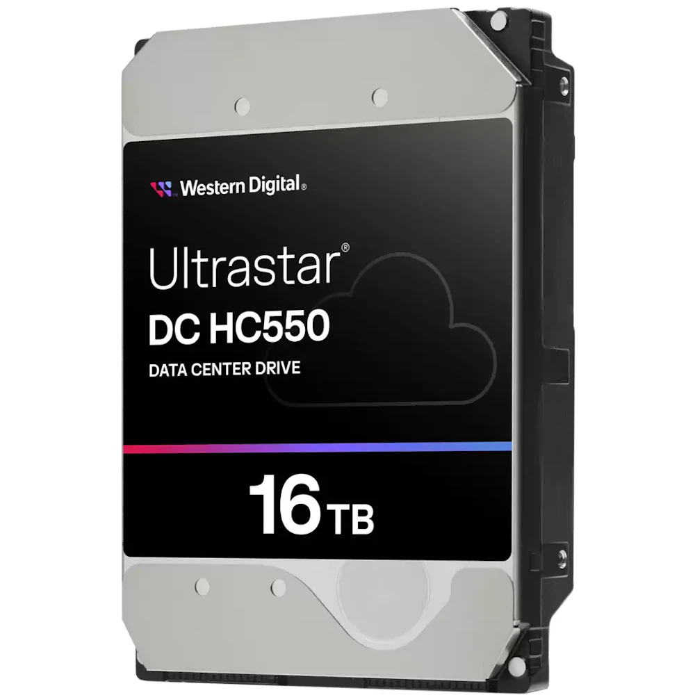 A large main feature product image of WD Ultrastar DC HC550 3.5" Enterprise HDD - 16TB 512MB