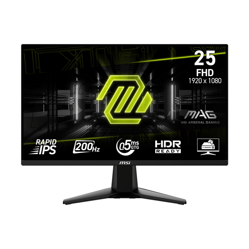 A large main feature product image of EX-DEMO MSI MAG 255F E20 - 25" 1080p 200Hz 0.5ms Fast IPS Gaming Monitor