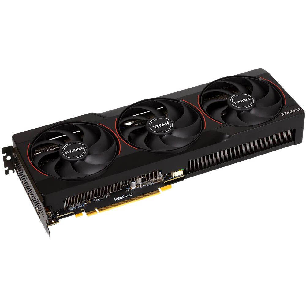 A large main feature product image of EX-DEMO SPARKLE Intel Arc Battlemage B580 TITAN Nox OC 12GB GDDR6