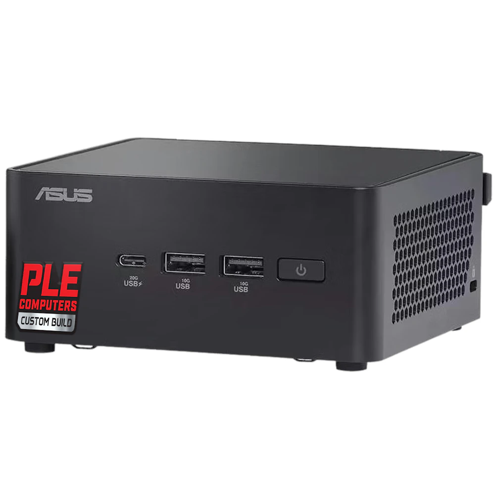 A large main feature product image of PLE Mini PC Intel Core 3 100U Home 16GB/500GB Prebuilt Ready To Go