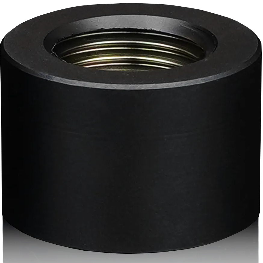 A large main feature product image of Thermal Grizzly DeltaMate Extender FF14 - G1/4" 14mm Female-Female Joiner Fitting (Black)