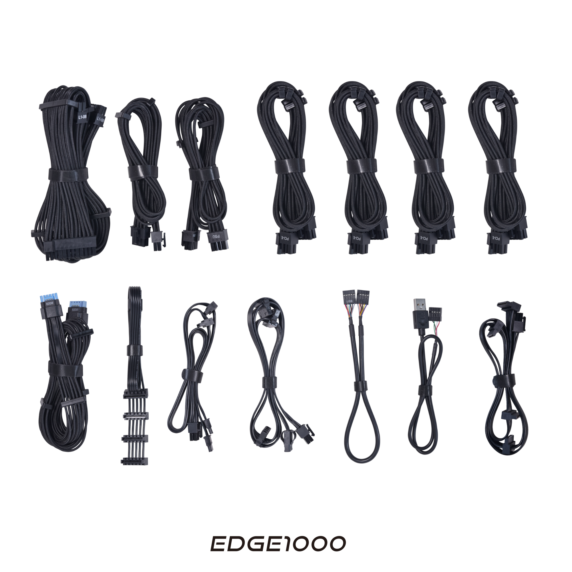 A large main feature product image of EX-DEMO Lian Li Edge 1000W Platinum PCIe 5.1 ATX 3.1 Modular PSU