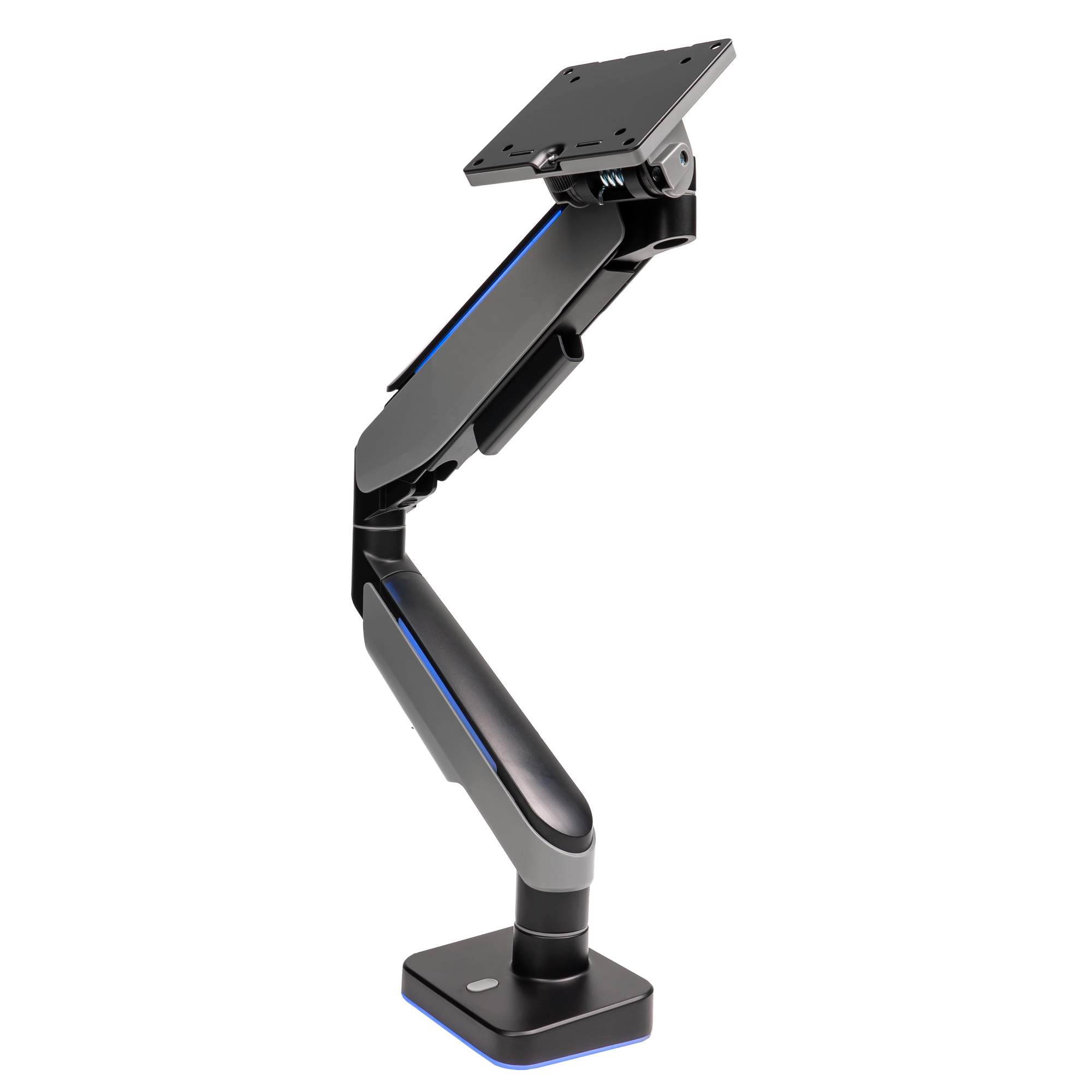 A large main feature product image of EX-DEMO GamerChief Pro Gaming Single Monitor Arm - Dark Grey w/RGB