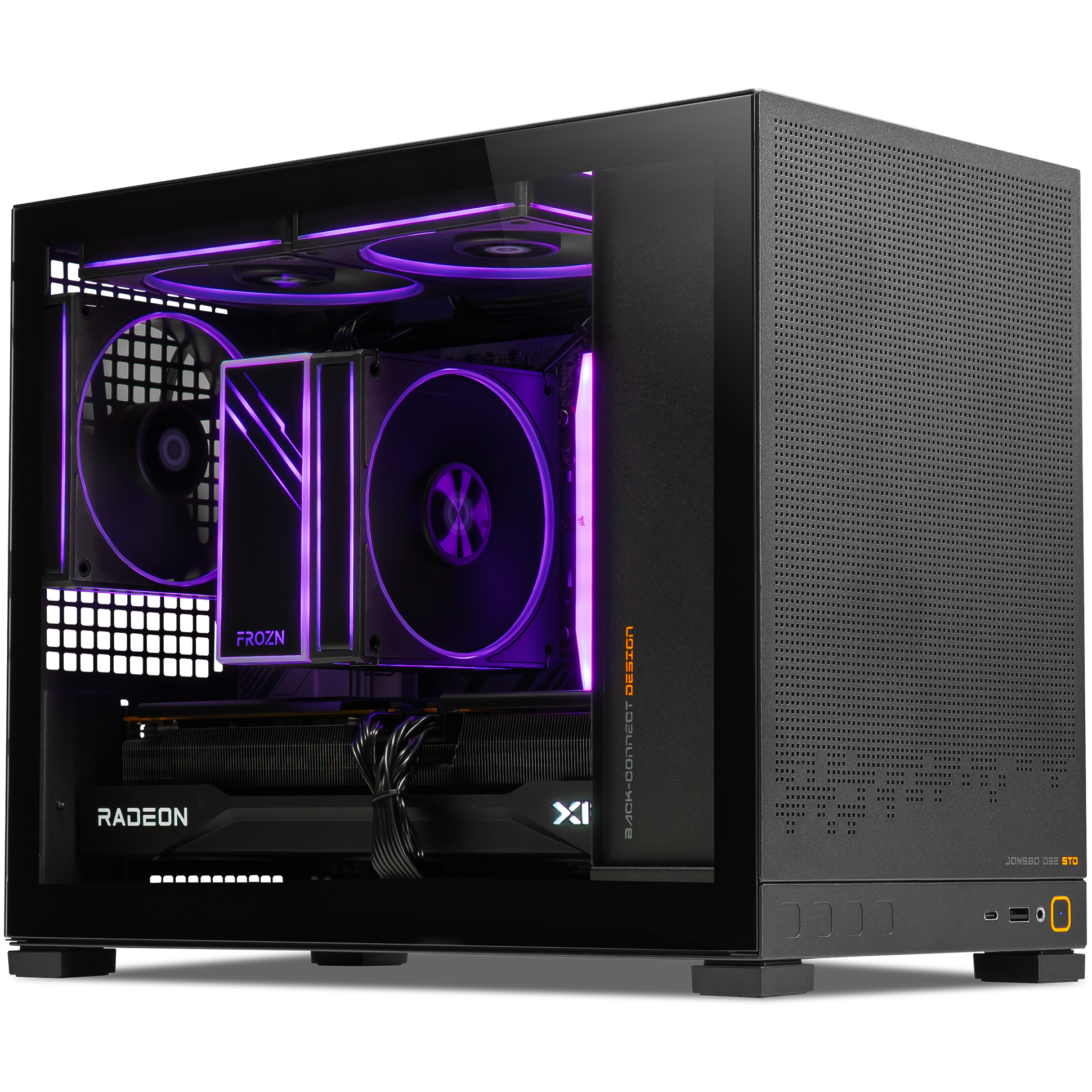 A large main feature product image of PLE Shadow RX 9070 XT Prebuilt Readty To Go Gaming PC