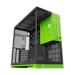 A product image of EX-DEMO Geometric Future Model 5 - Mid Tower Glass Case (Black/Green)