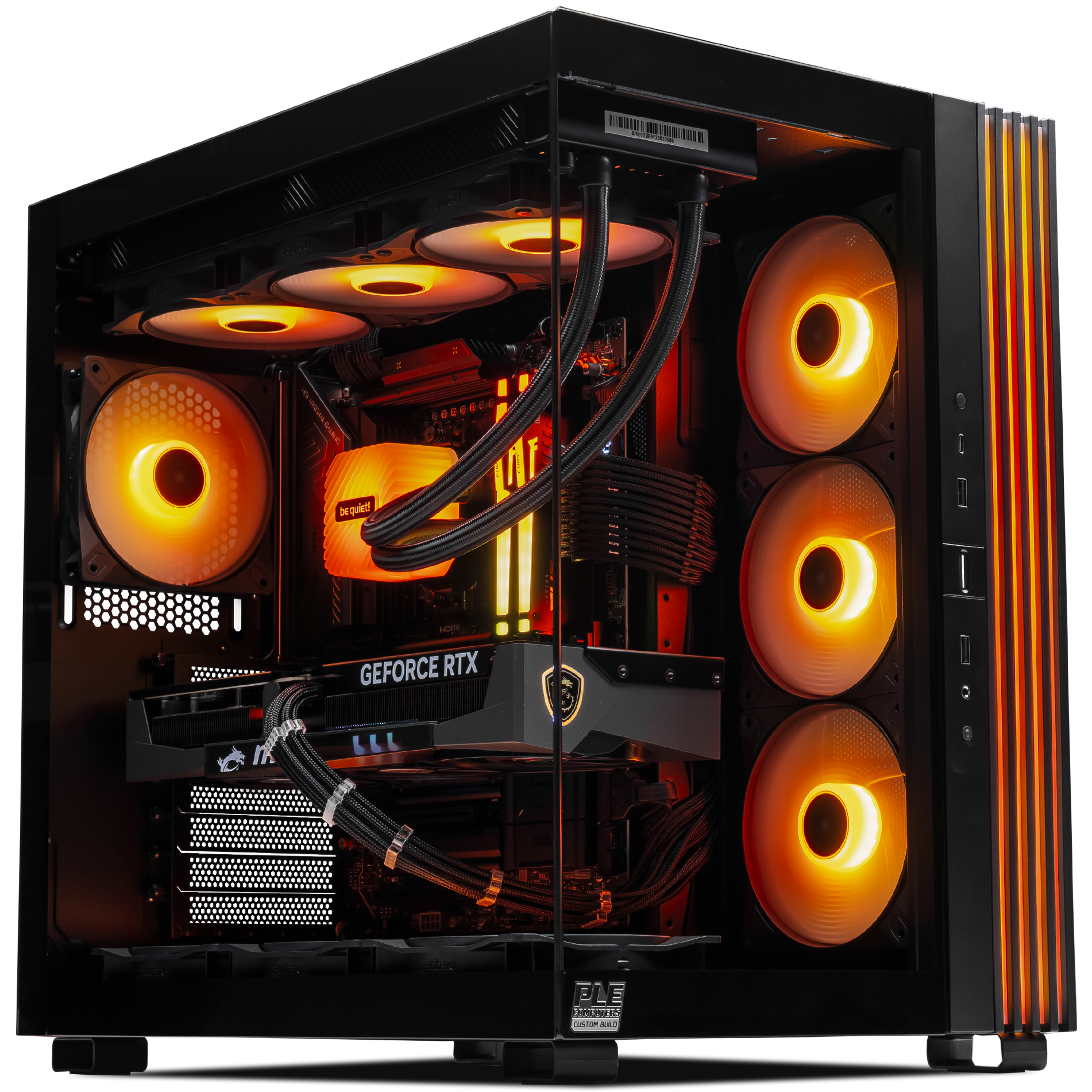 A large main feature product image of PLE Nitro RTX 5080 Prebuilt Ready To Go Gaming PC