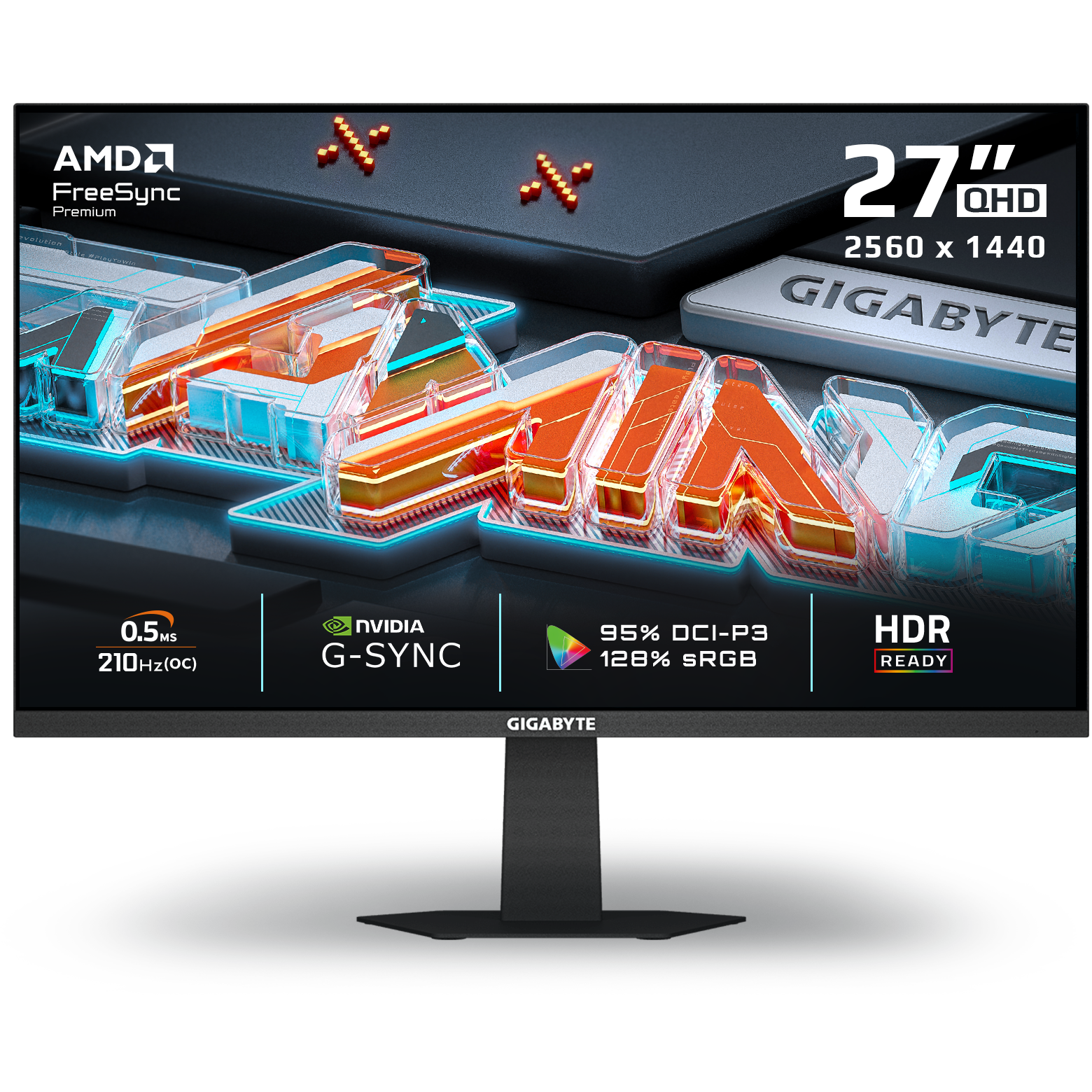 A large main feature product image of Gigabyte G27Q2 - 27" 1440p 200Hz IPS Gaming Monitor