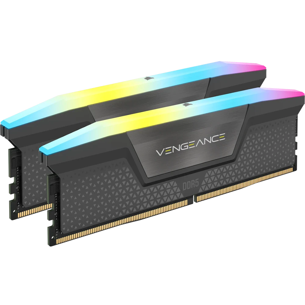 A large main feature product image of Corsair Vengeance RGB 32GB Kit (2x16GB) XMP/EXPO DDR5-6000 C38 (Grey)