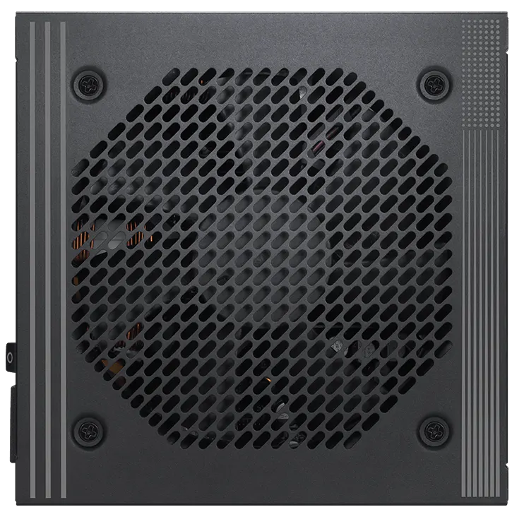 A large main feature product image of MSI PRO A850PL - 850W Platinum PCIe 5.0 ATX Modular PSU