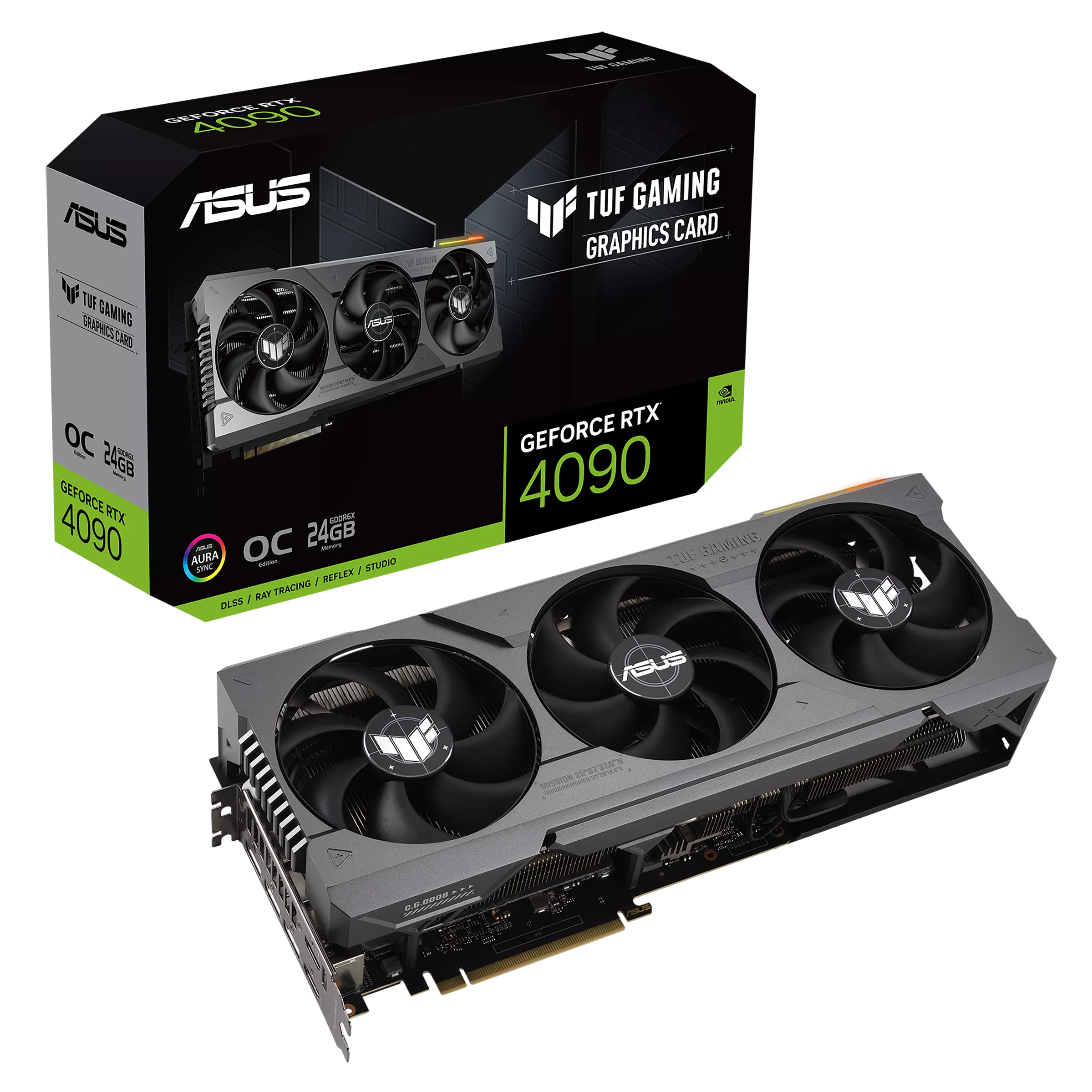 A large main feature product image of EX-DEMO ASUS GeForce RTX 4090 TUF Gaming OC 24GB GDDR6X