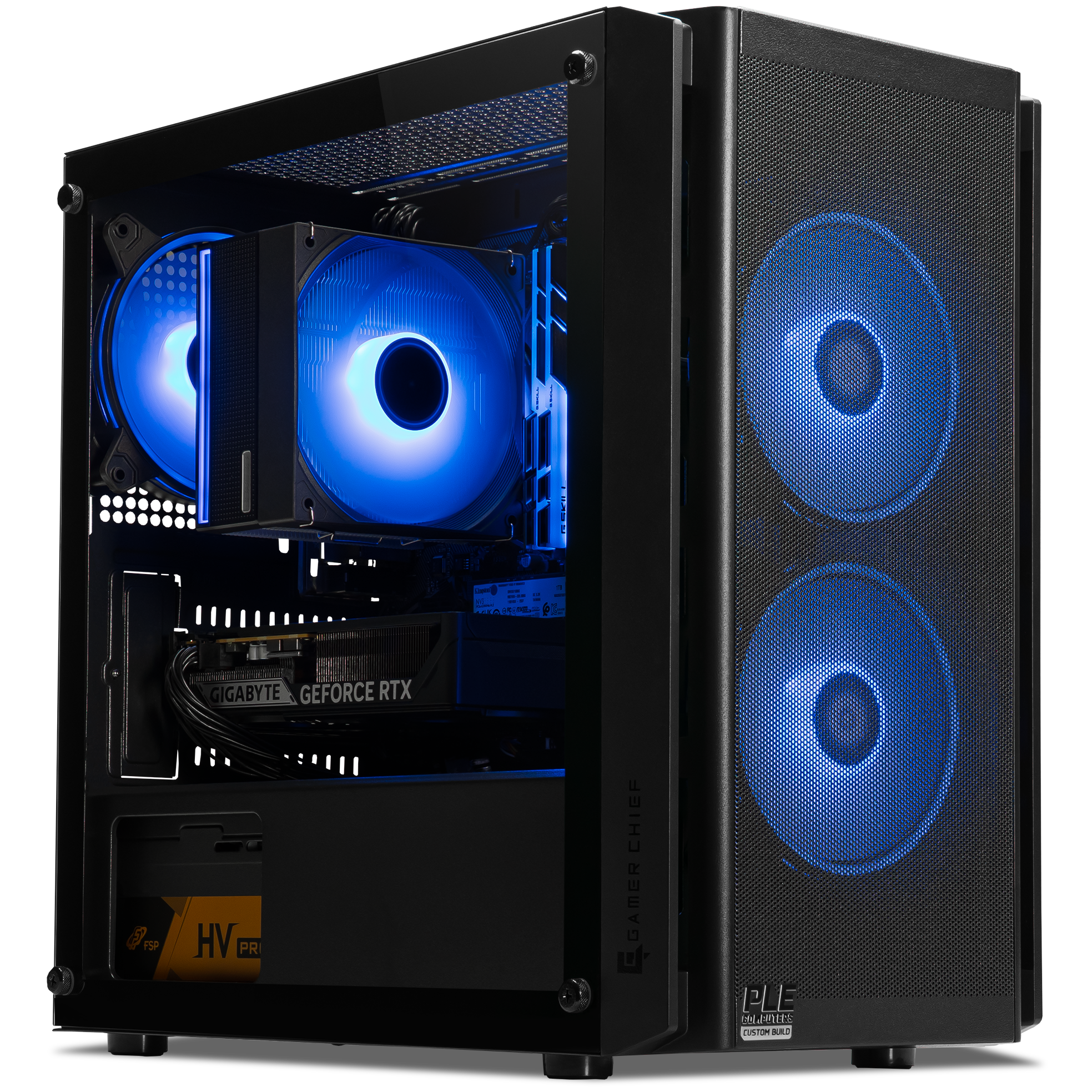 A large main feature product image of PLE Ace RTX 5060 Prebuilt Ready To Go Gaming PC