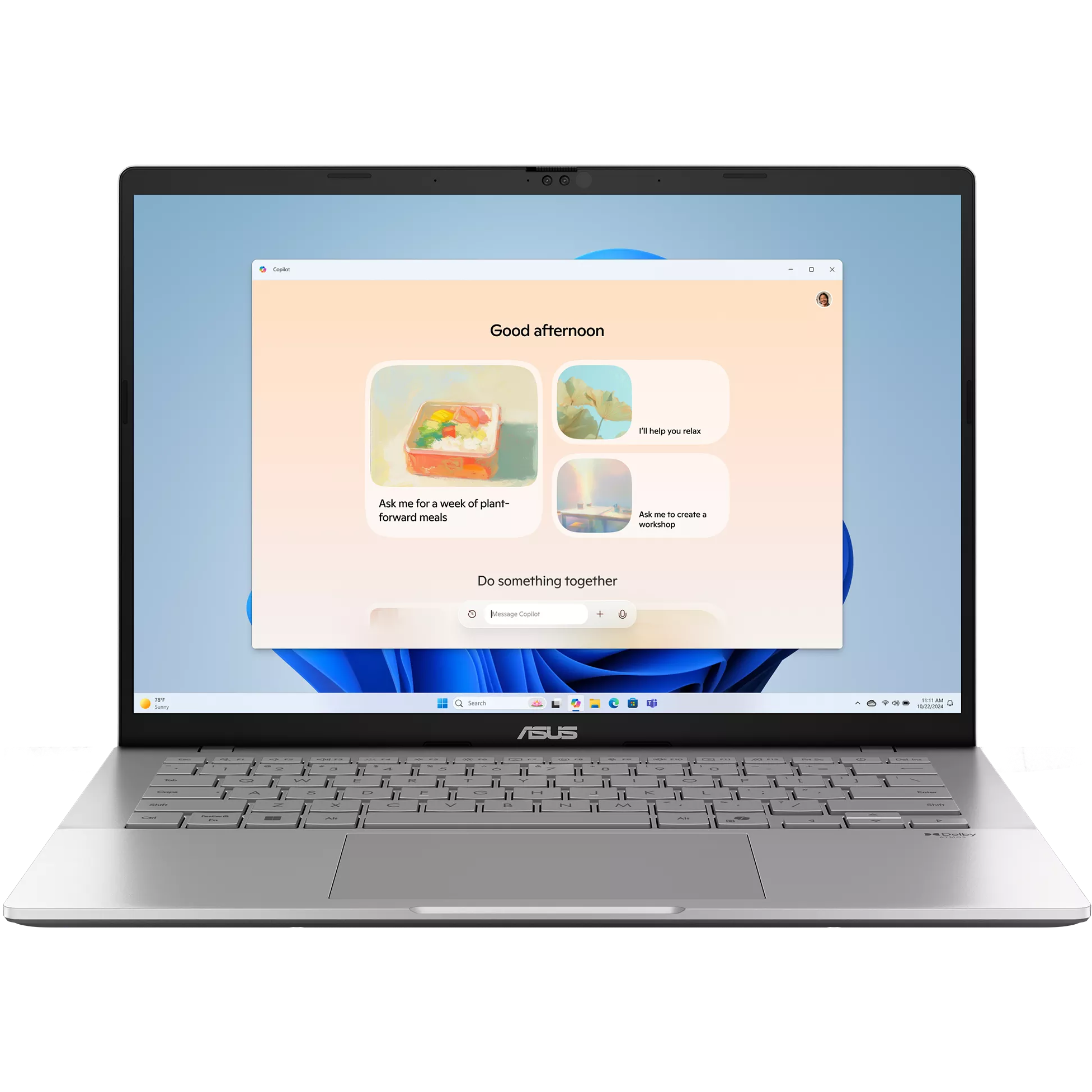 A large main feature product image of #PCR ASUS Vivobook S14 (S3407) - 14" OLED, Ultra 7 355, 32GB/1TB - Win 11 Notebook