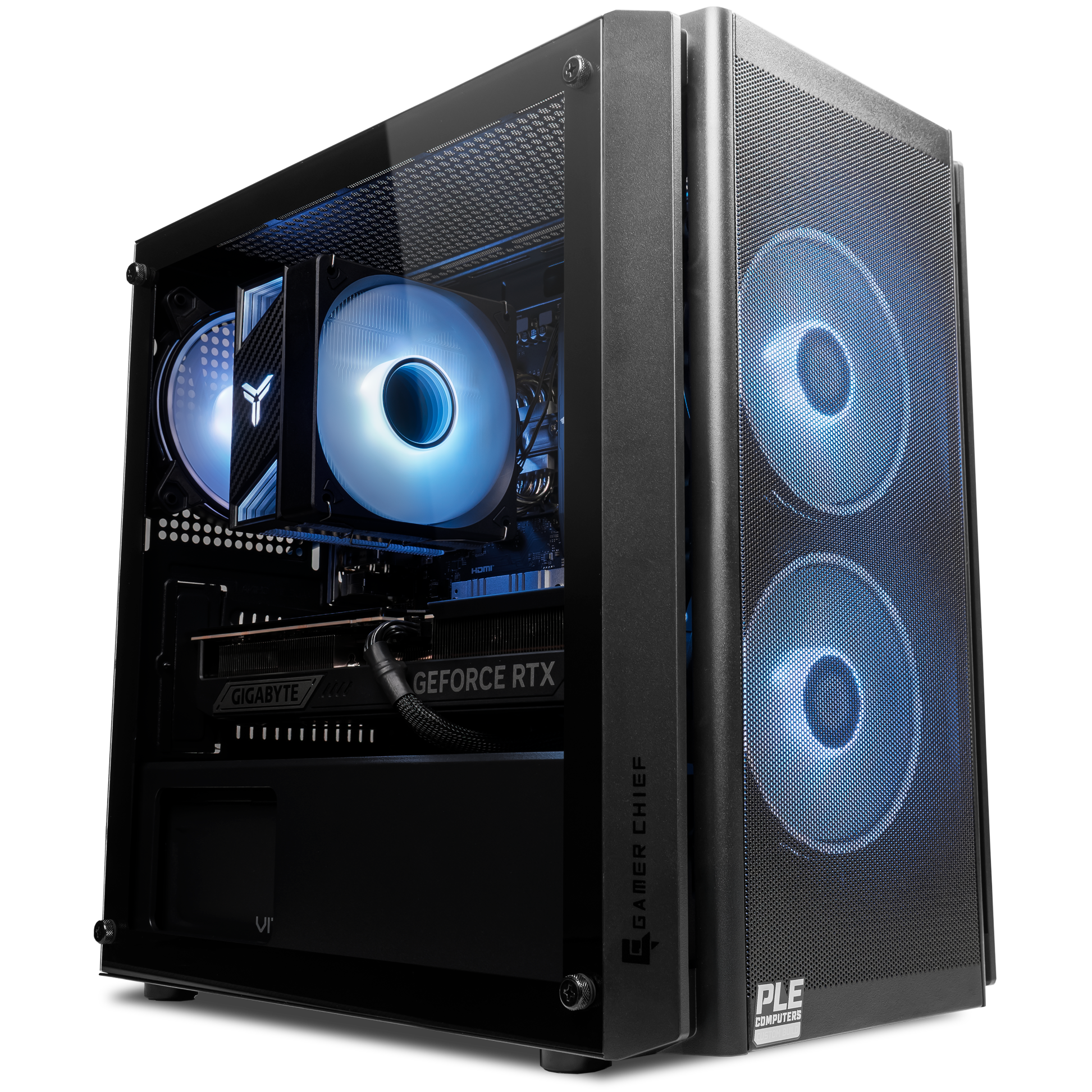 A large main feature product image of EX-DEMO PLE Anchor RTX 5070 Ti Prebuilt Ready To Go Gaming PC