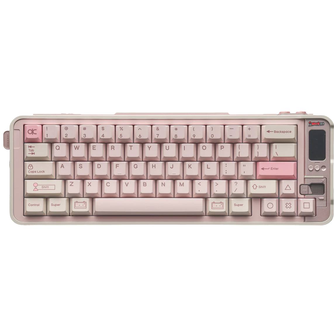 A large main feature product image of Qwertykeys QK65 MK3 Prebuilt Wireless Mechanical Keyboard - White Peach