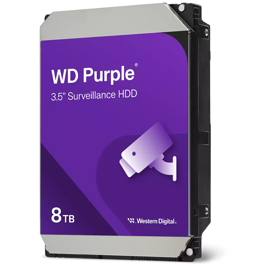 A large main feature product image of WD Purple 3.5" Surveillance HDD - 8TB 256MB