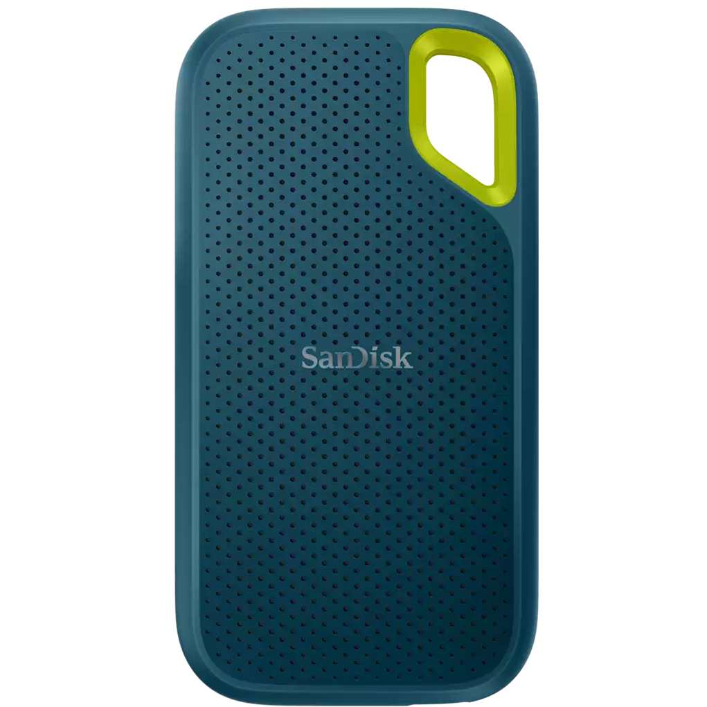 A large main feature product image of SanDisk Extreme Portable SSD - Monterey Blue 2TB