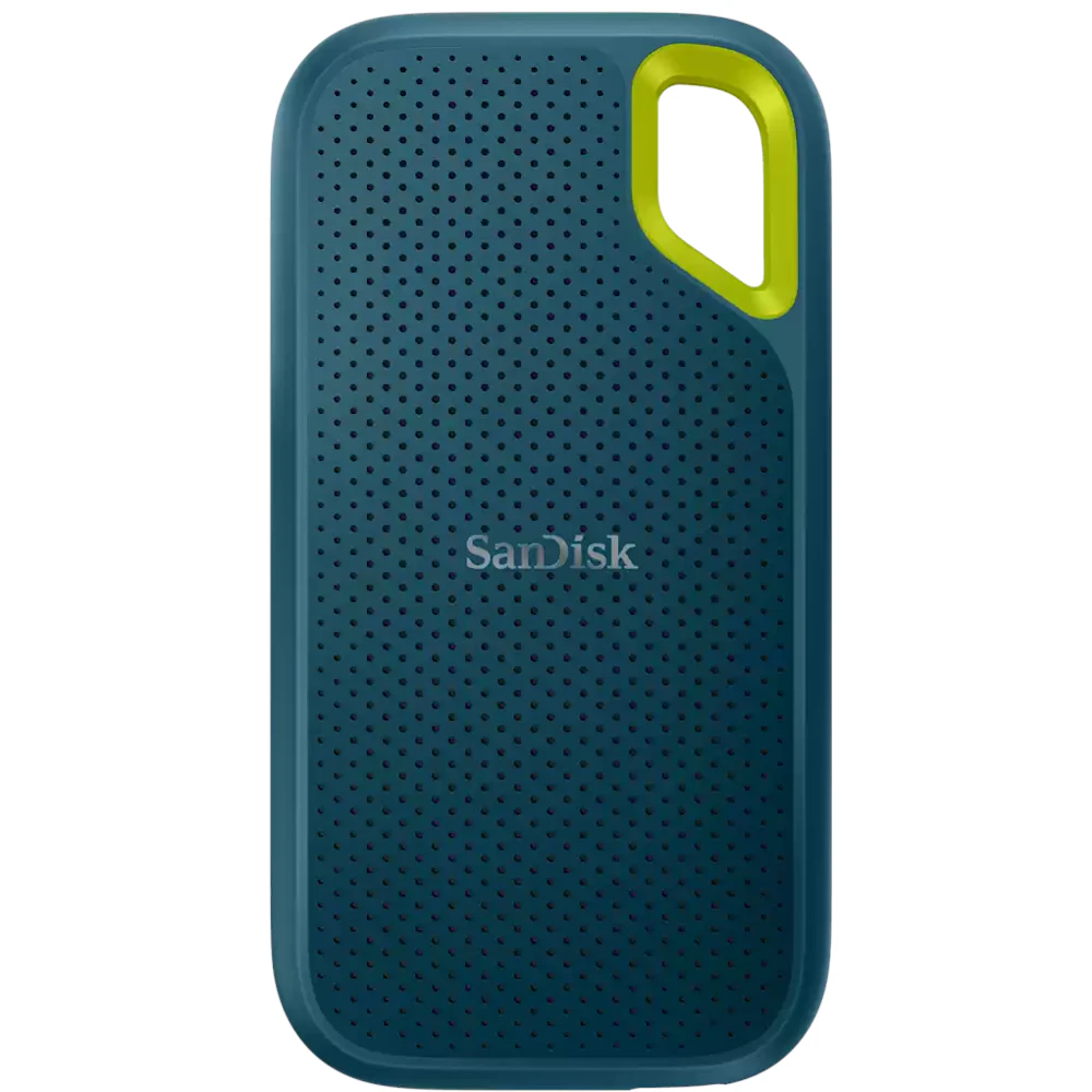 A large main feature product image of SanDisk Extreme Portable SSD - Monterey Blue 2TB