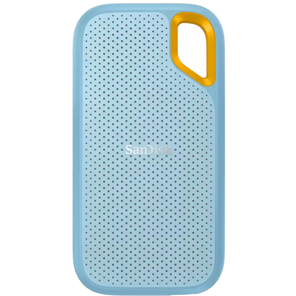 A large main feature product image of SanDisk Extreme Portable SSD - Sky Blue 2TB