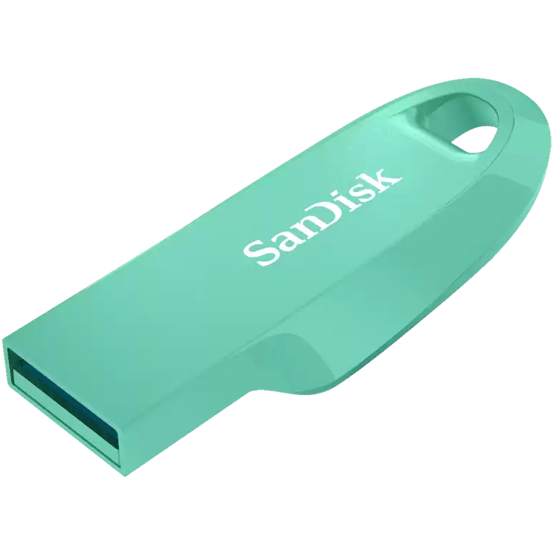 A large main feature product image of SanDisk Ultra Curve 128GB USB 3.2 Gen 1 Type-A Flash Drive - Mint Green