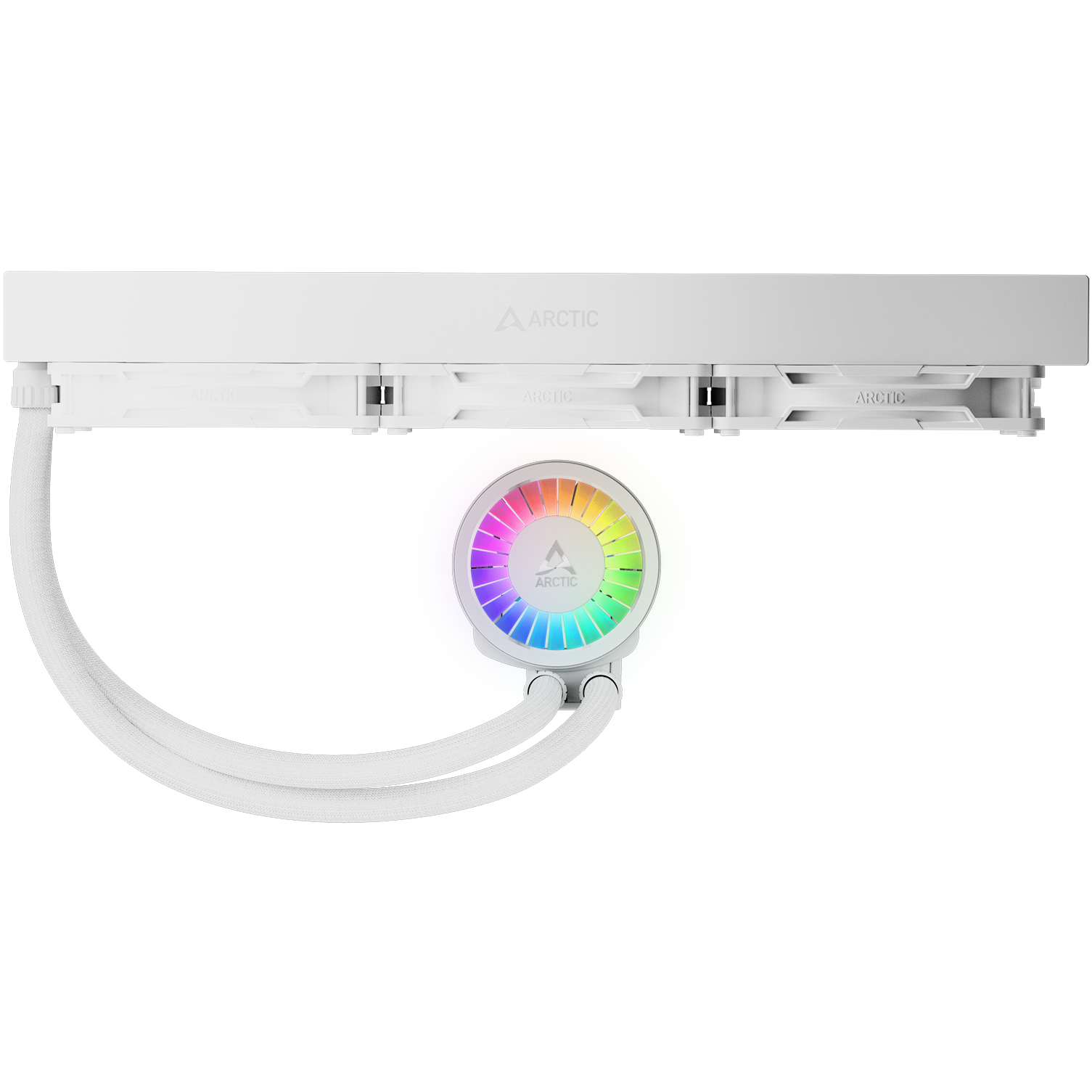 A large main feature product image of EX-DEMO ARCTIC Liquid Freezer III Pro 420mm ARGB AIO Liquid CPU Cooler (White)