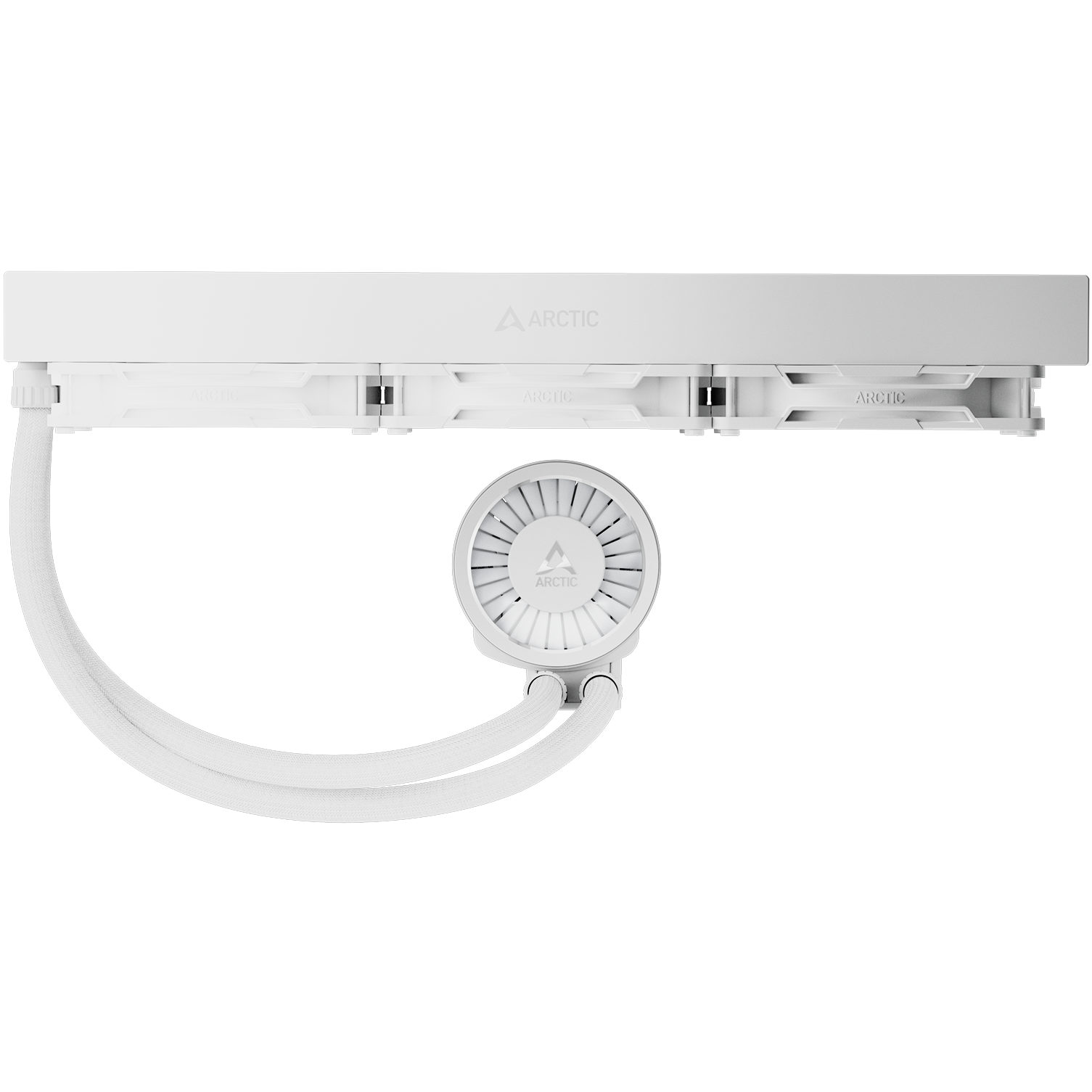 A large main feature product image of EX-DEMO ARCTIC Liquid Freezer III Pro 420mm ARGB AIO Liquid CPU Cooler (White)