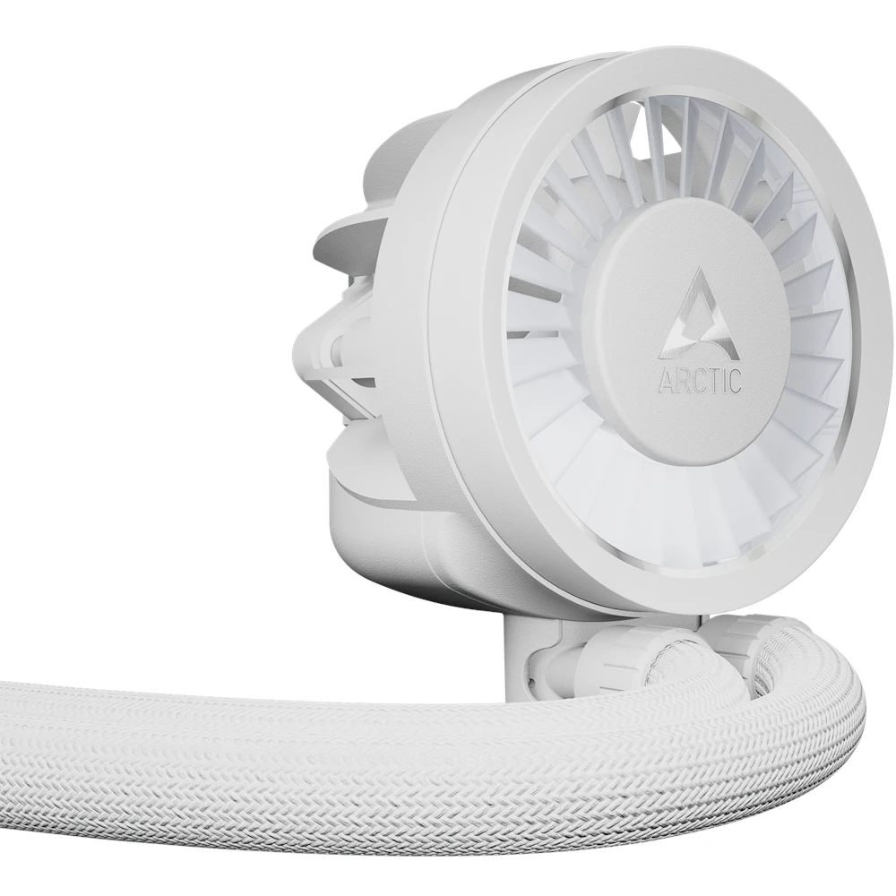 A large main feature product image of EX-DEMO ARCTIC Liquid Freezer III Pro 420mm ARGB AIO Liquid CPU Cooler (White)