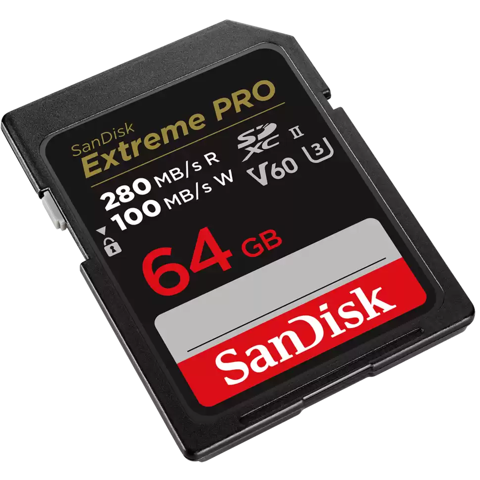 A large main feature product image of SanDisk Extreme PRO SDXC U3 V60 UHS-II SD Card - 64GB