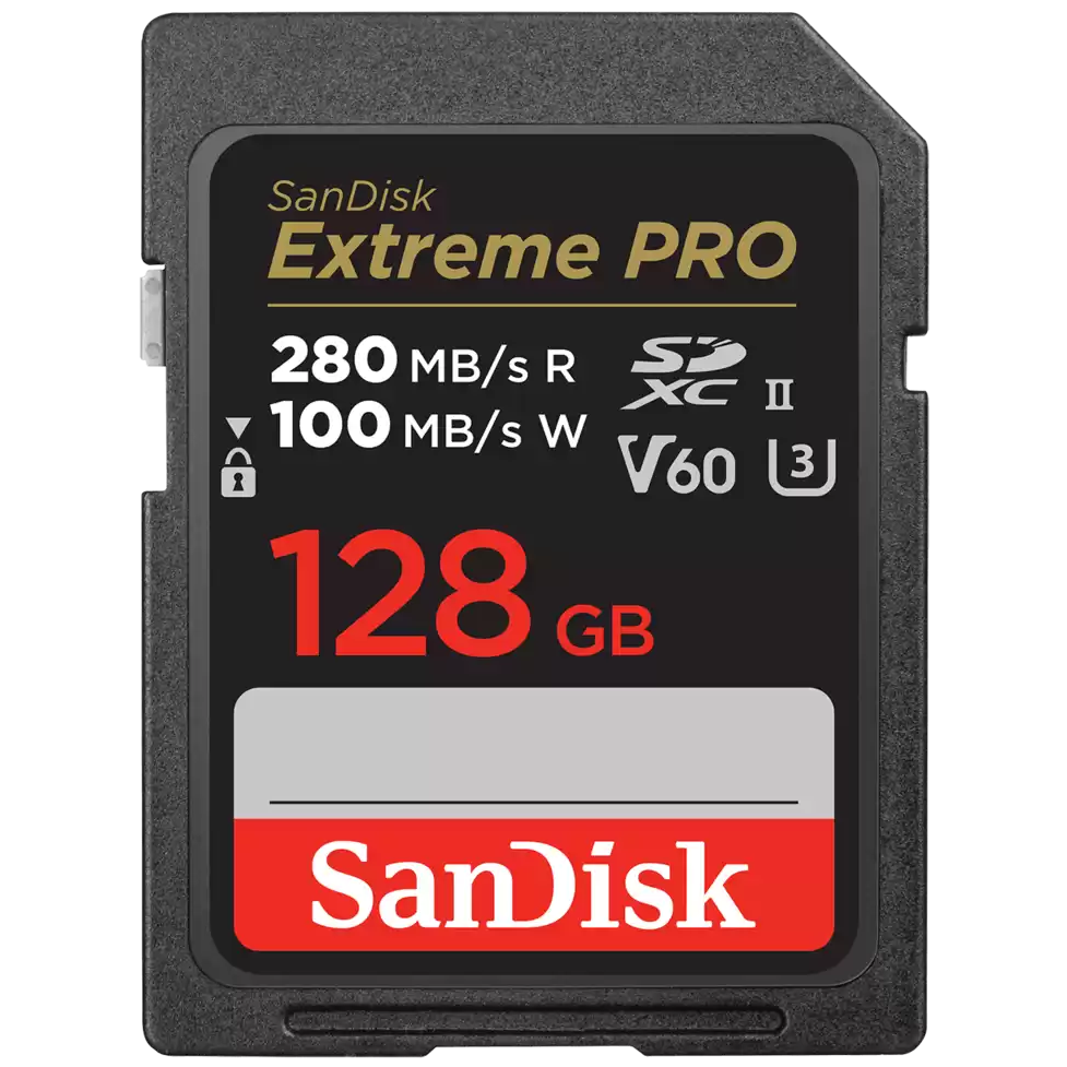 A large main feature product image of SanDisk Extreme PRO SDXC U3 V60 UHS-II SD Card - 128GB